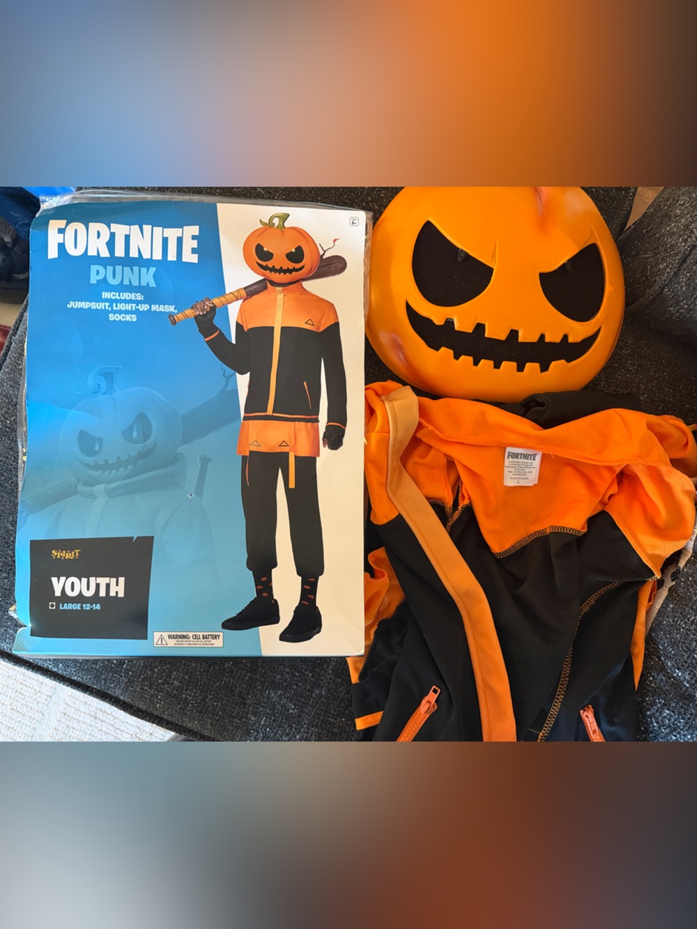 Fortnite Punk Pumpkin Kids Halloween Costume - Orange & Black